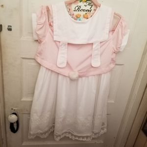 Pink and white casual lolita bunny dress